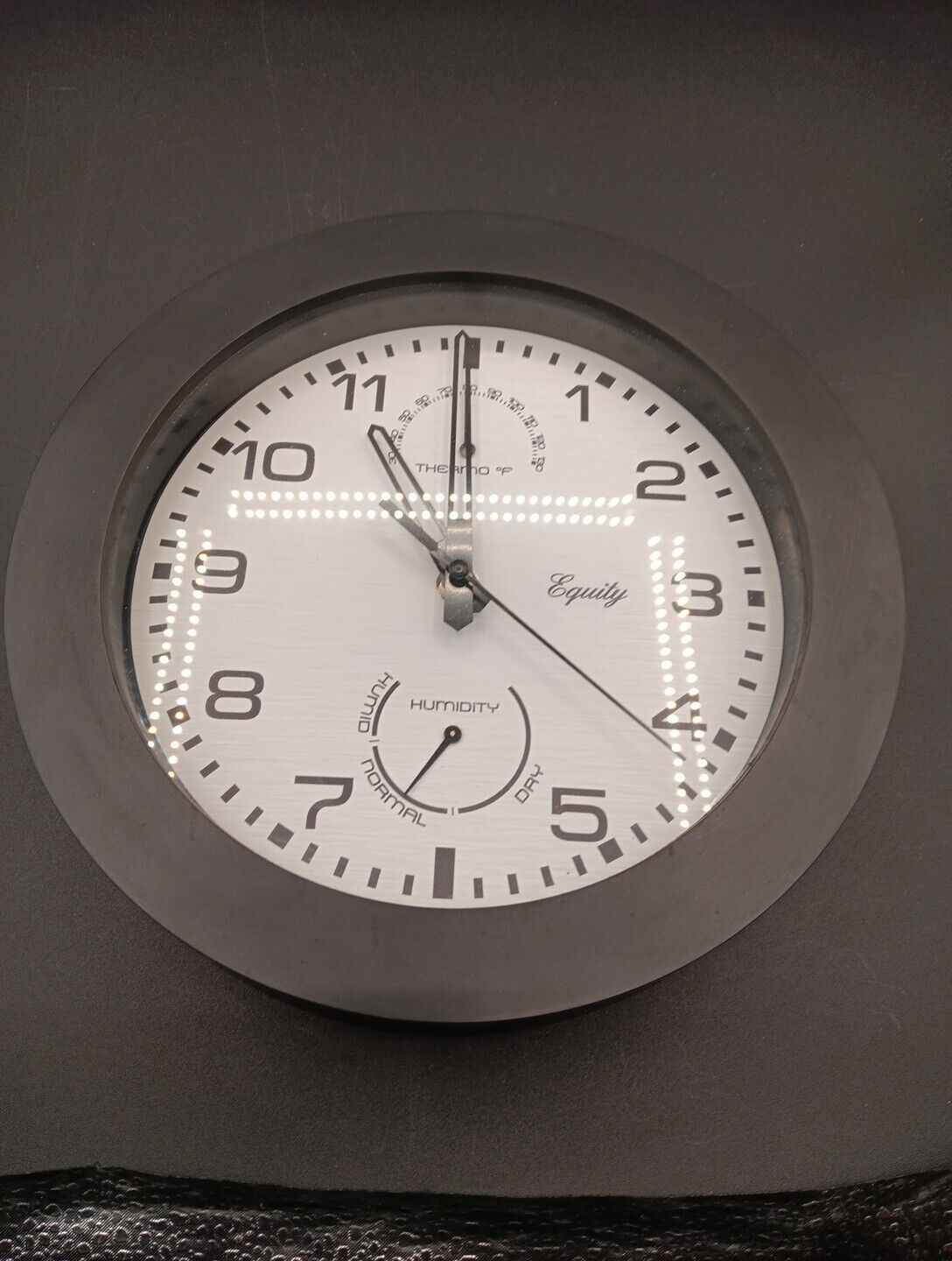 Equity Indoor Weather Station Wall Clock Thermometer Temperature Humidity 10”