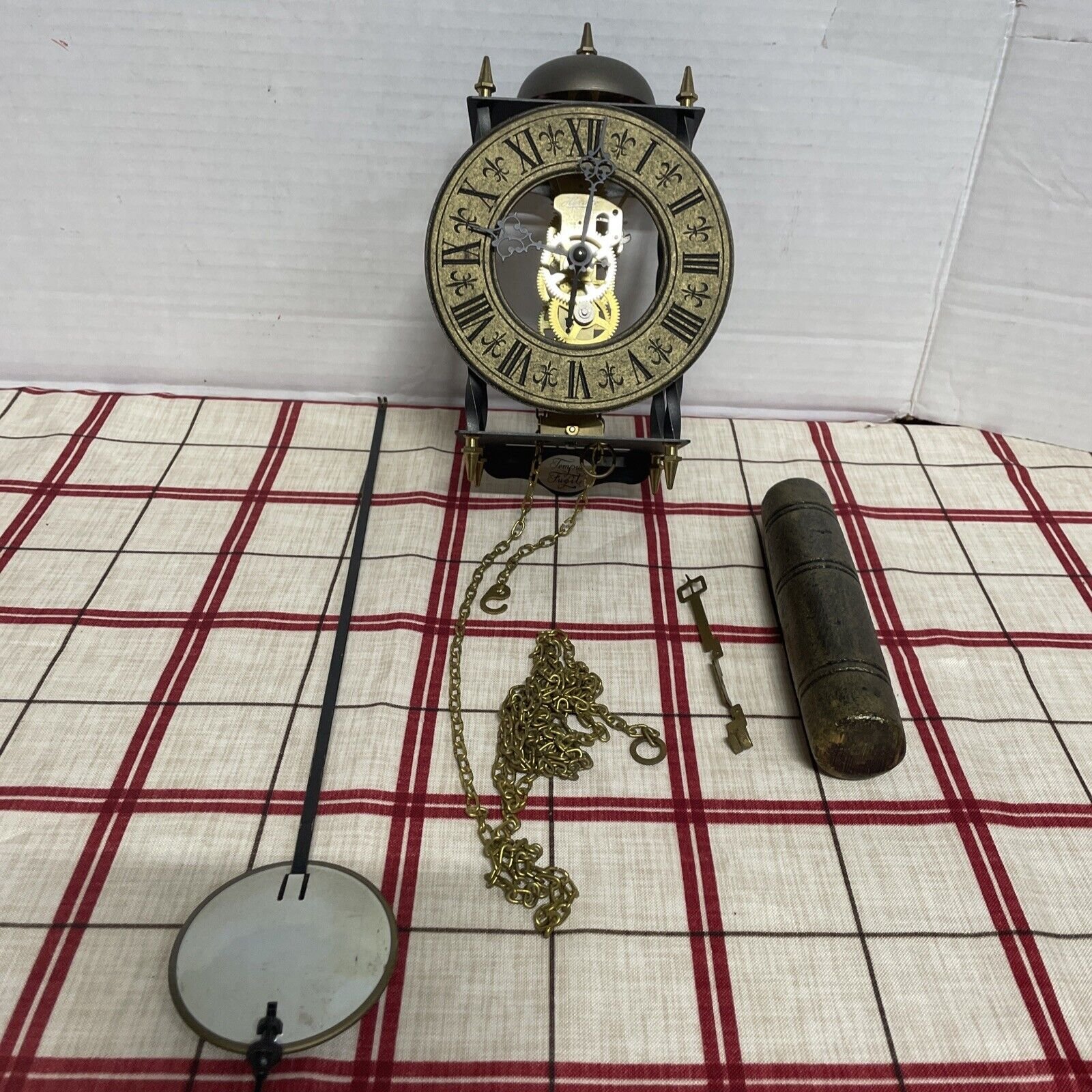 Hermle Skeleton Cage Tempus Fugit Weight Driven Wall Clock Antique Finish