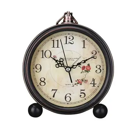 JINGDAN Vintage Style Alarm Clock Silent Antique Retro Table Decorative Quiet Non Ticking Classic