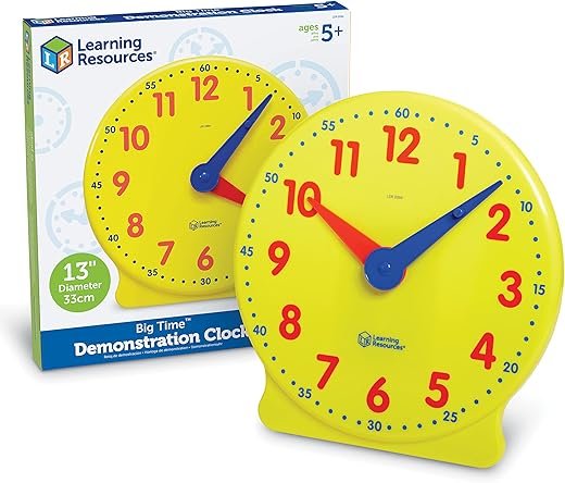 Learning Resources Big Time Learning Clock, Analog Clock, Homeschool, 12 Hour, Basic Math Development, Ages 5+