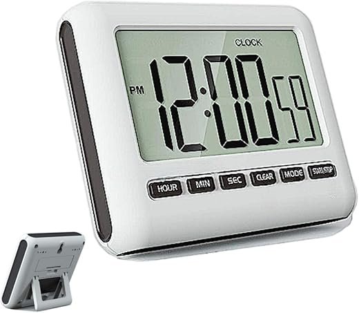 Generic Magnetic Digital Clock for Kitchen - Timer with Alarm, 12/24 Hours, Big Screen, Loud Alarm & Strong Magnet - Count-Up & Count Down for Baking, Sports, Office, Study - Black, 3.34x2.83 inch