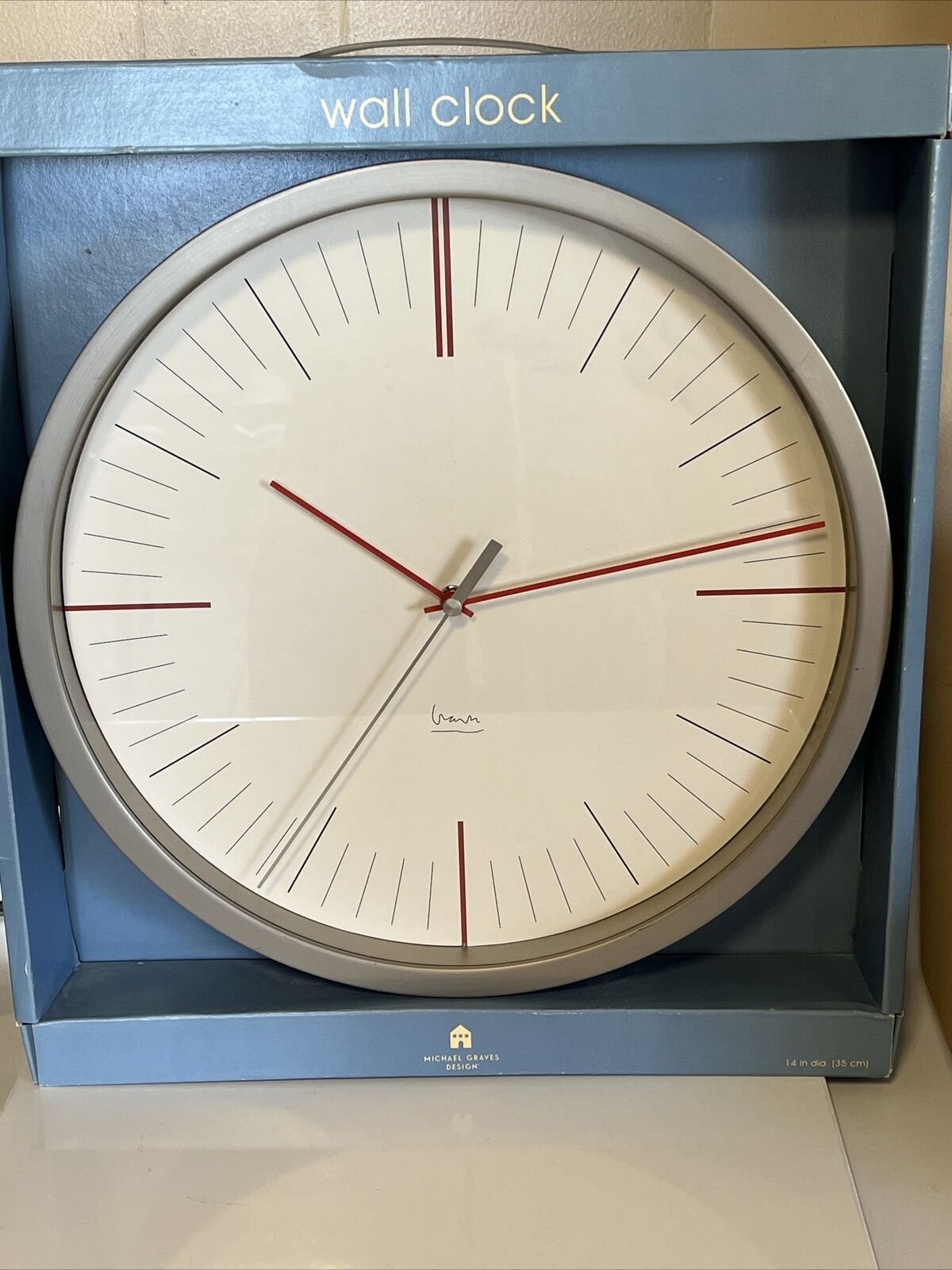 NOS Michael Graves 14” Brushed Nickel Wall Clock