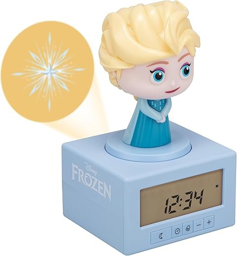 Disney Elsa Frozen Sleep Training Alarm Clock - Officially Licensed, Girls Projection Bedroom Night Light | Paladone