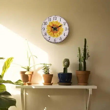 Qepwscx Fall Sunflowers Wooden Round Wall Clock for Kitchen Bathroom Silent Non Ticking Decorative photo Qepwscx Fall Sunflowers Wooden Round Wall Clock for Kitchen Bathroom Silent Non Ticking Decorative