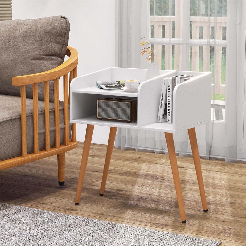 Rustic White 2 Drawer 19.5 in. W Nightstand