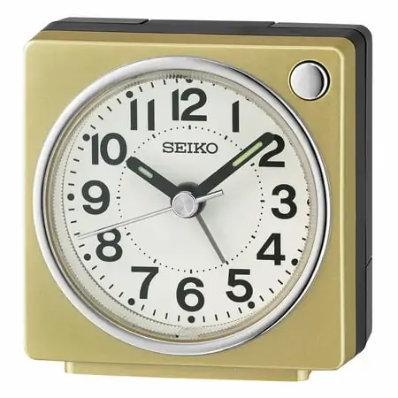 Seiko 2 . 6 inch Fuji Dark Beep Alarm Golden, Traditional Analog Quartz Desk Clock QHE 196 GLH