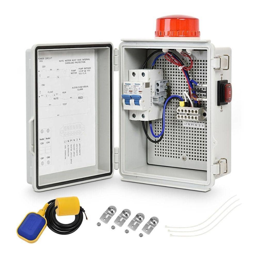 Septic Pump Alarm High Water Alarm for Sump Pump Features a Bright...