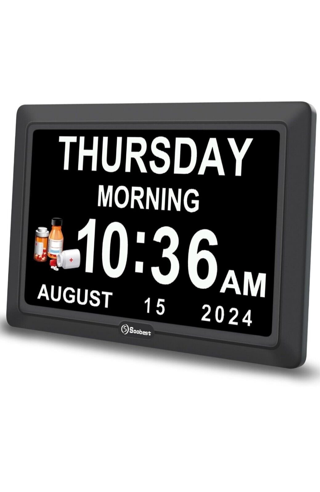 Soobest Digital Dementia Alarm Clock Large Display Day Clock for Seniors with 12