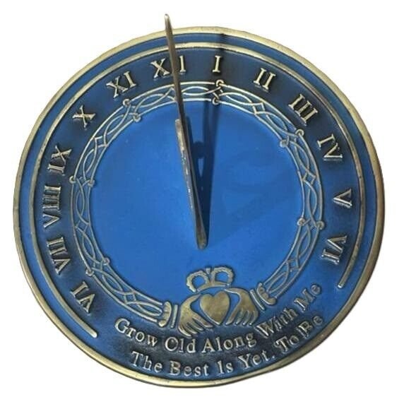 Sundial Clock Outdoor Garden Decor, Medium, Sky Blue, Size 10"