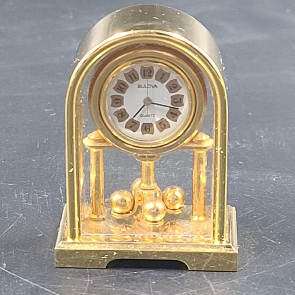 Vintage 1988 Bulova Julliard B0562 Miniature Brass Desk Mantel Clock VERY RARE