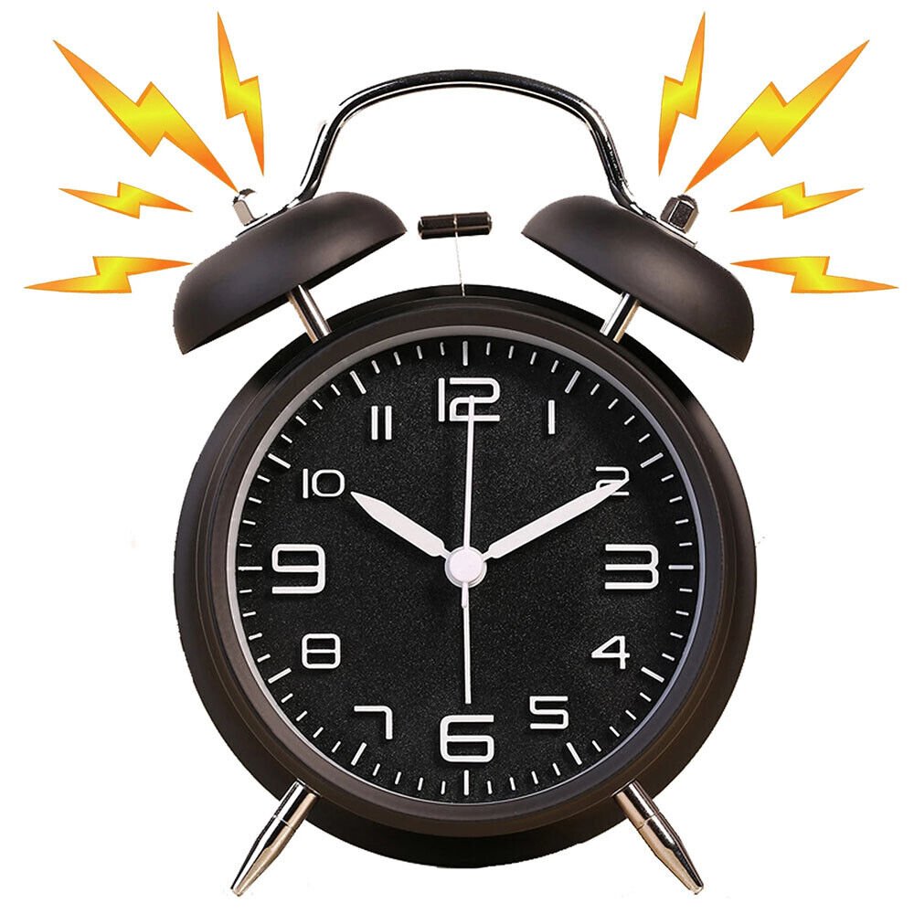 Vintage Extra Loud Alarm Clock Twin Bell Battery Analogy Backlight Bedroom BLK