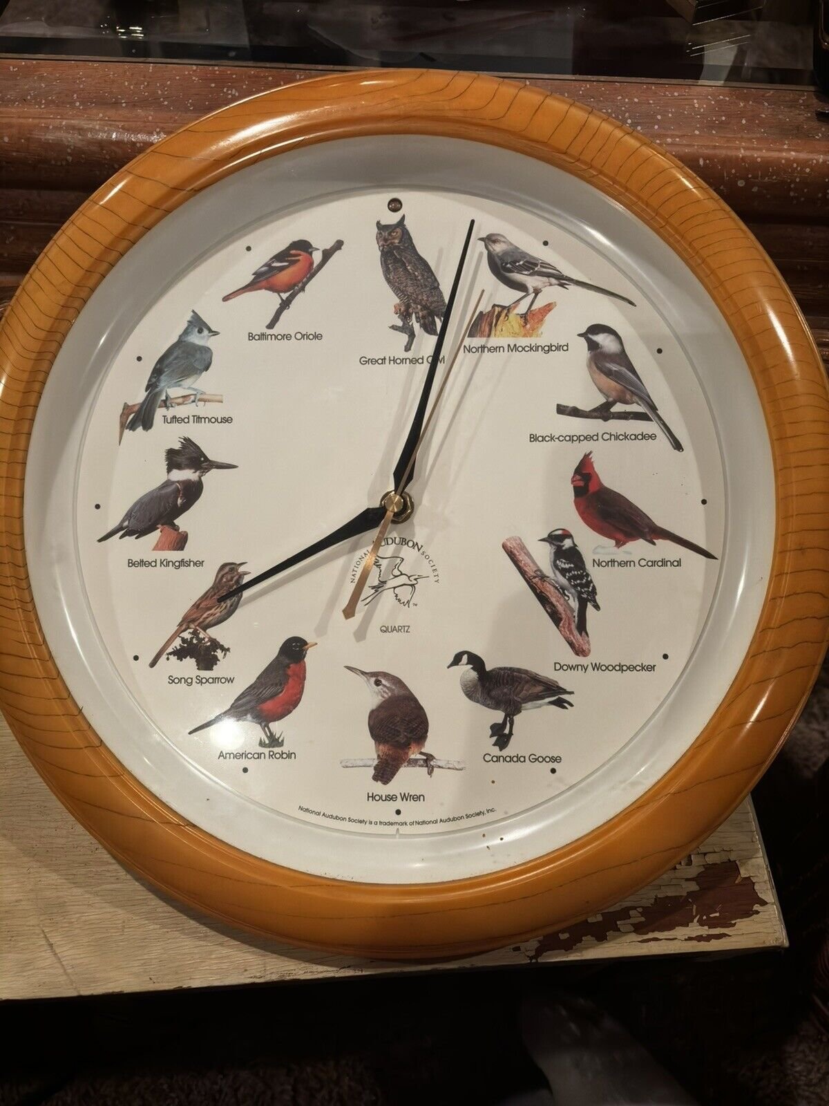 Vintage National Audubon Society Singing Bird Clock - Working