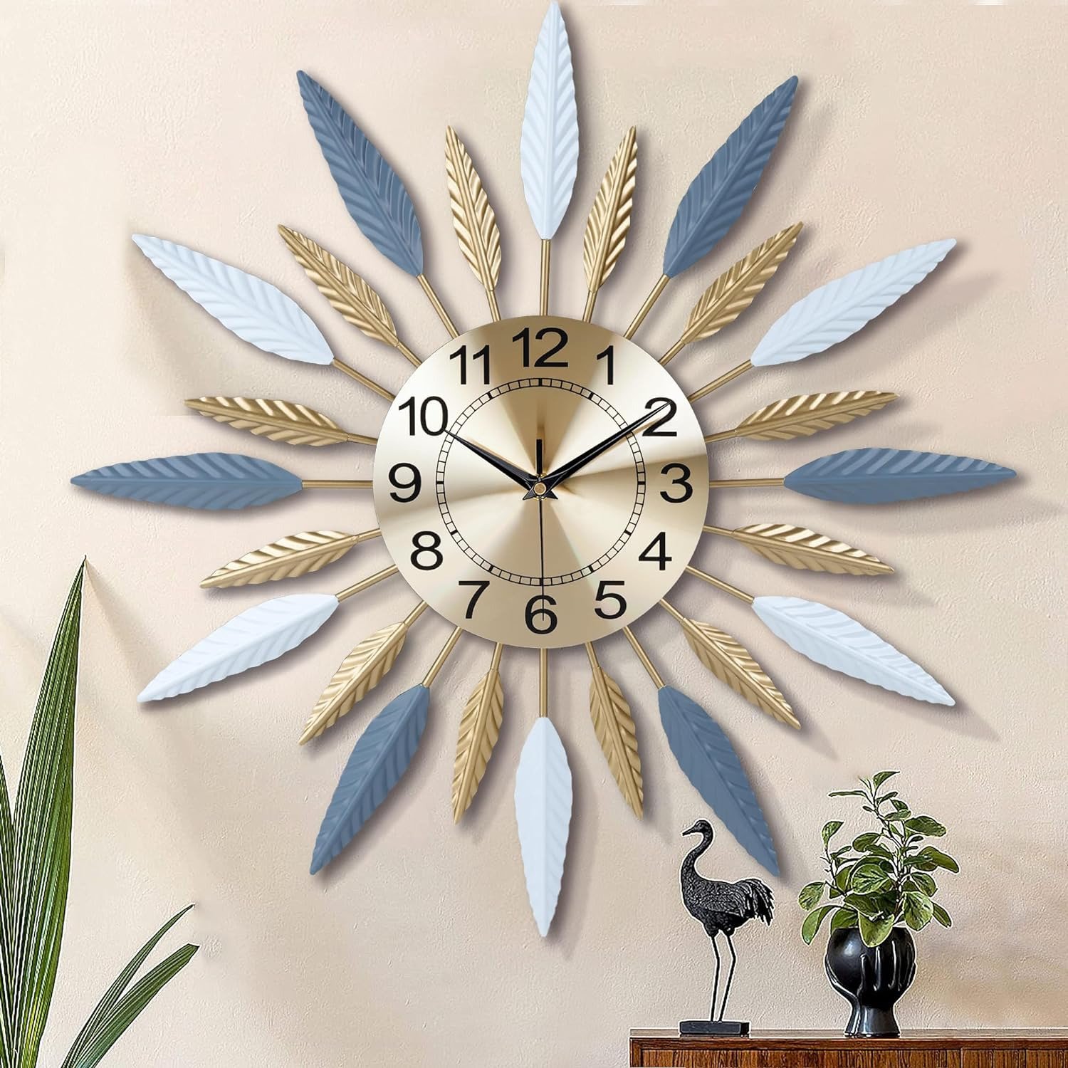 23 Inch Silent Metal Mid Century Wall Clocks for Living Room Decor, Colorful ...