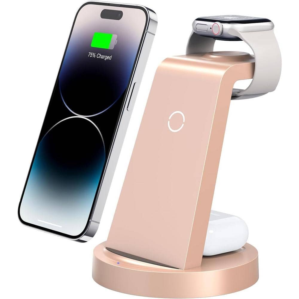 3-in-1 Range Extender Wireless Charger Station, Charging Stand Dock in Rose 1-Pack