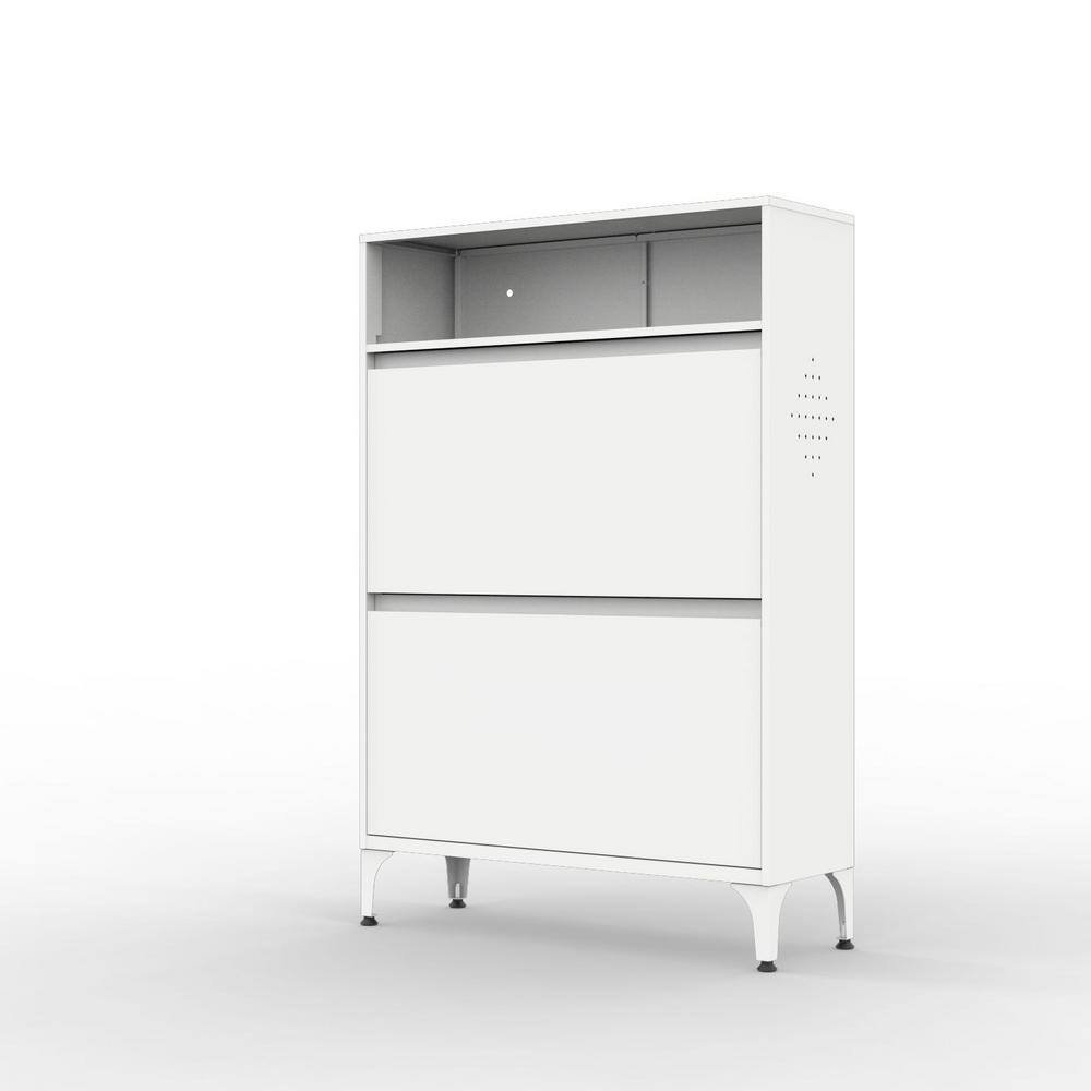36 in. H x 28 in. W White Steel Shoe Storage Cabinet...