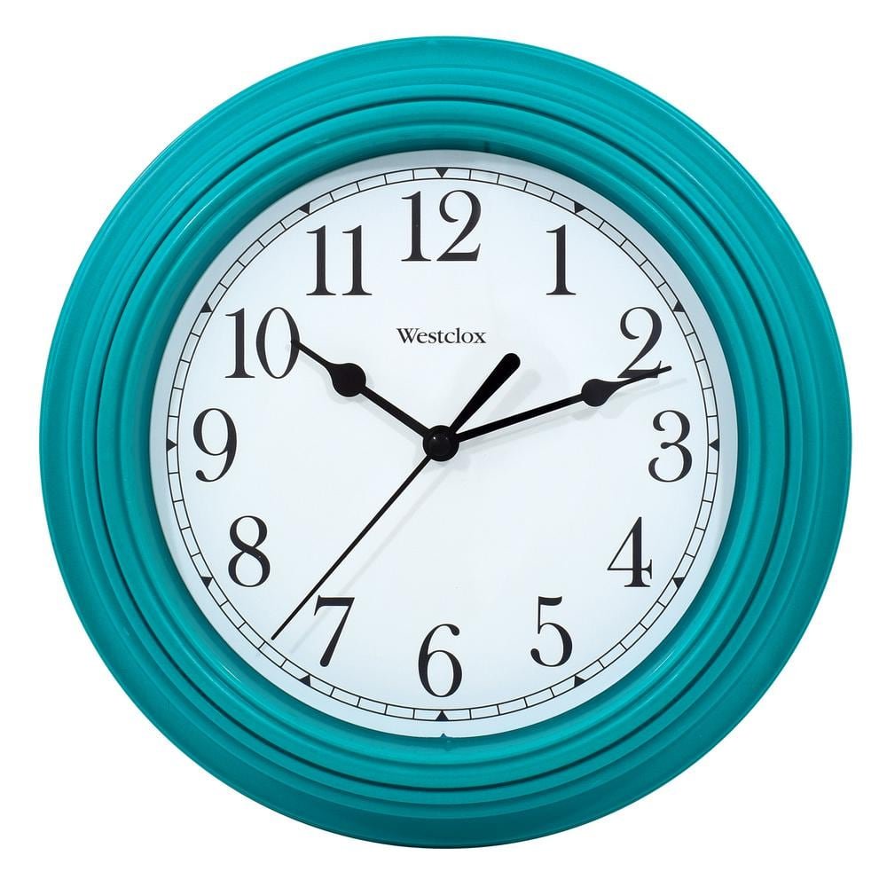 9" Analog QA Round Teal Simplicity Wall Clock with Modern Design and...