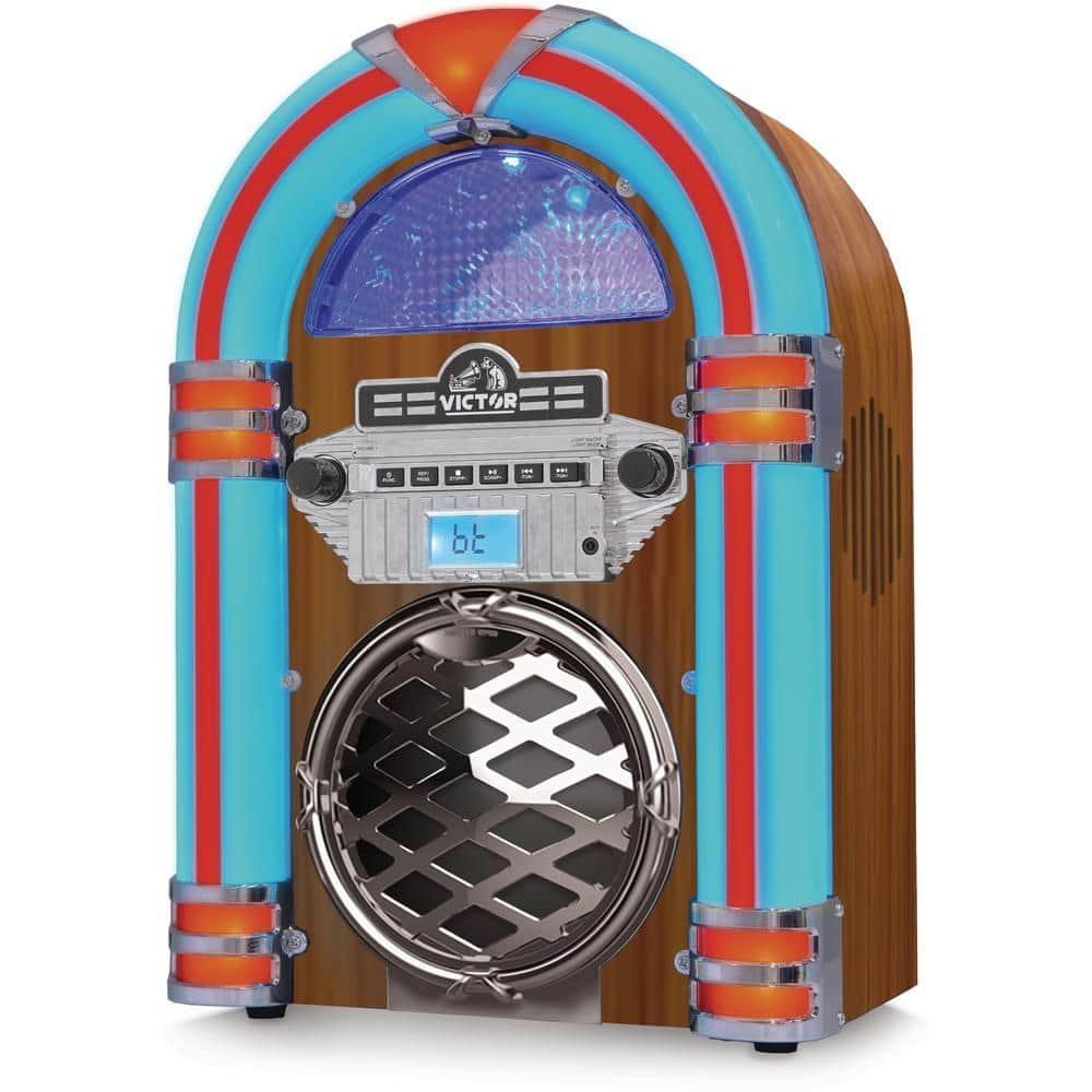 Broadway Bluetooth Jukebox CD Player, FM Radio, Built-In Stereo Speakers and Color...