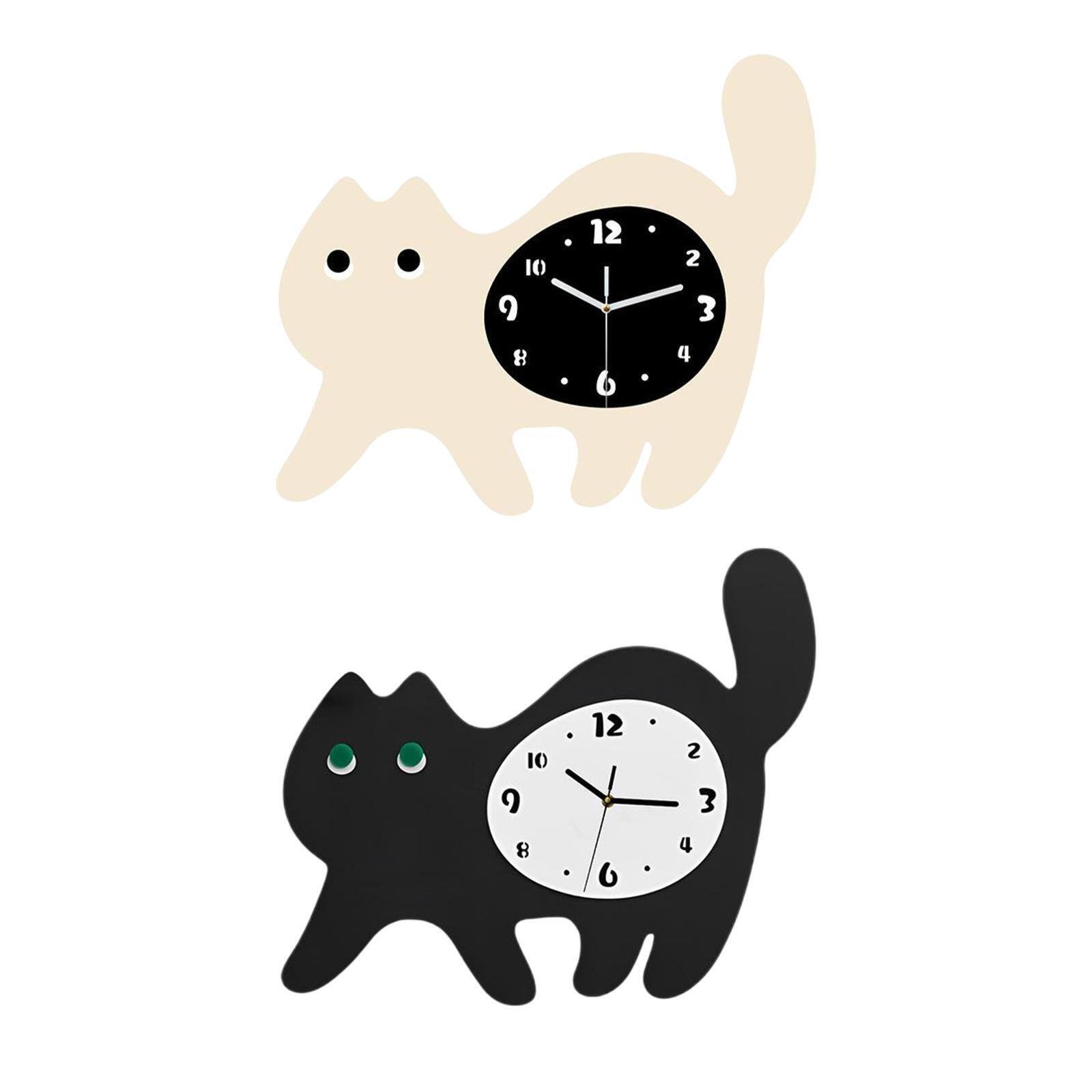 Cats Wall Clock ,Cartoon Easy to Read ,Fun Creative Silent Nonticking Cute