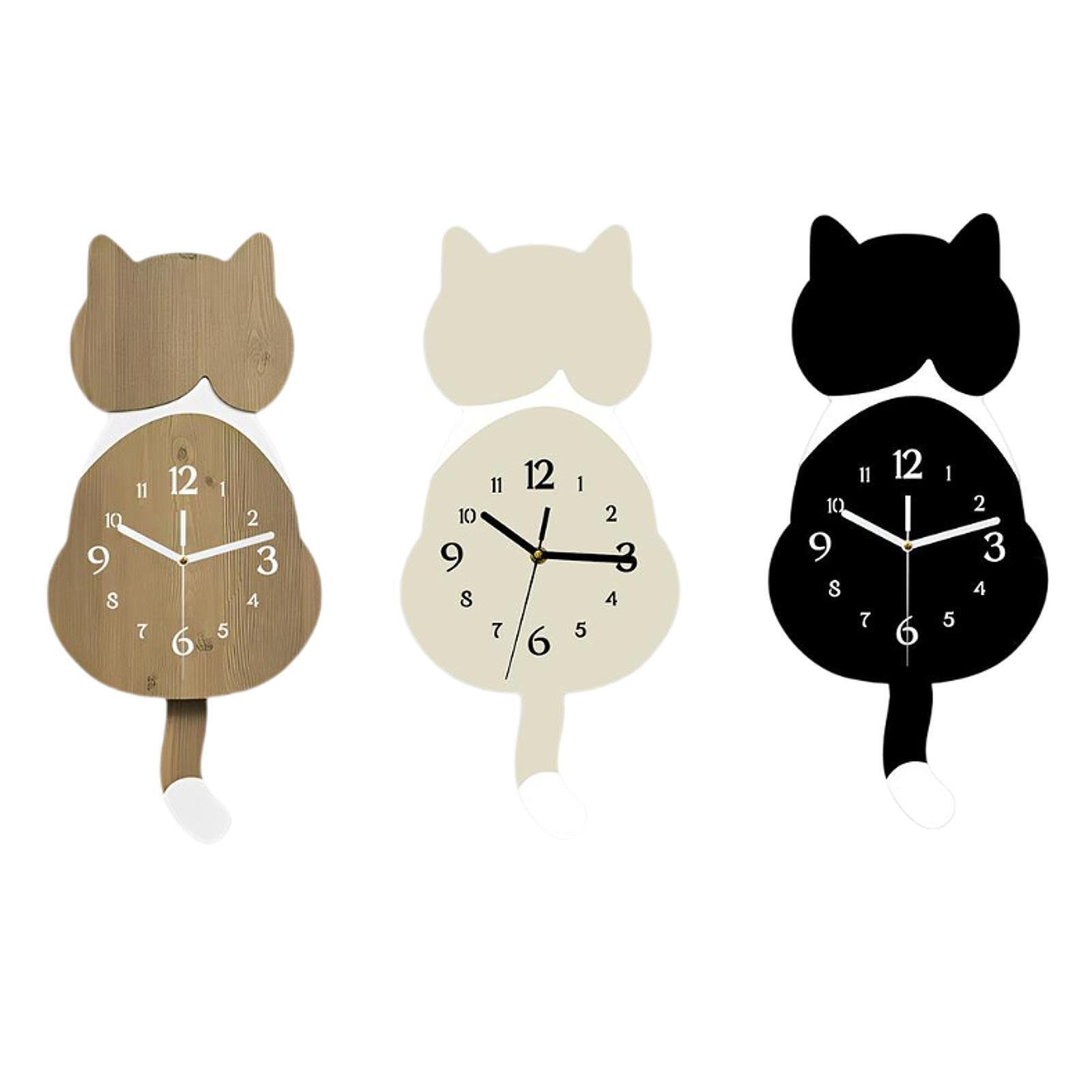Cat Wall Clock Cute Animal Wall Hanging Clock for Bedroom Office Dining Room
