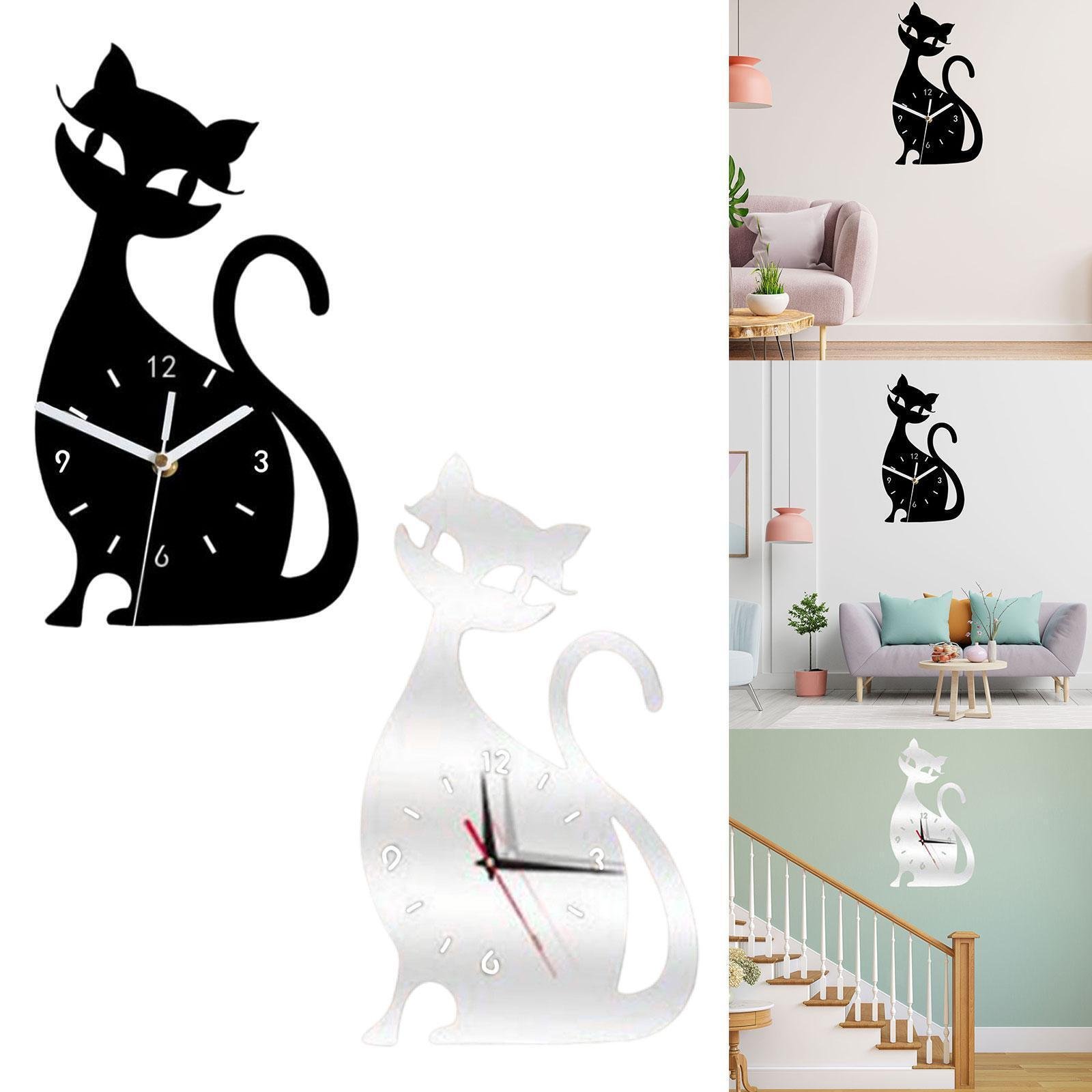 Cat Wall Clock for Cat Lovers Silent Hanging Clock for Kitchen Bedroom Hotel