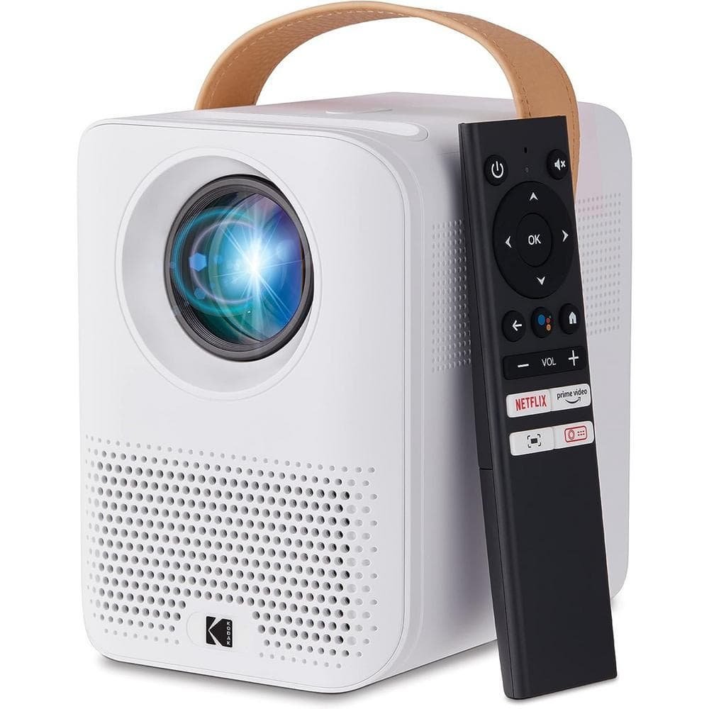 FLIK HD9 Smart Projector, Native 1920 x 1080, White Portable Mini Projector...