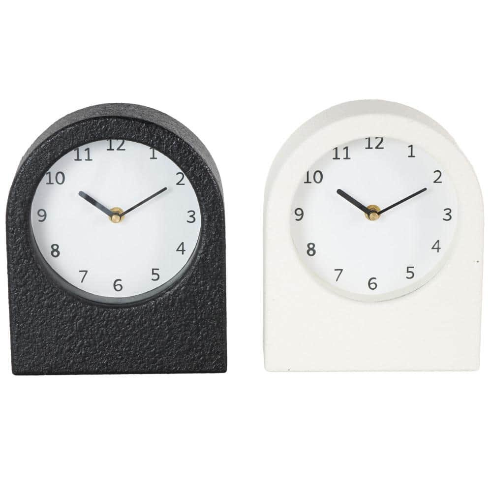 Multi Colored Wood Textured Clock with Gold Accents (Set of 2)
