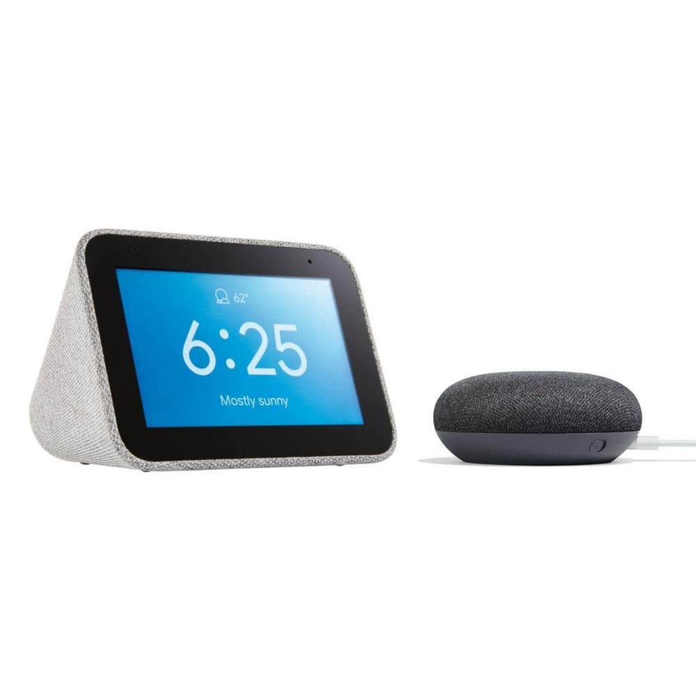Smart Clock with Google Assistant + Google Nest Mini (2nd Gen) Smart...