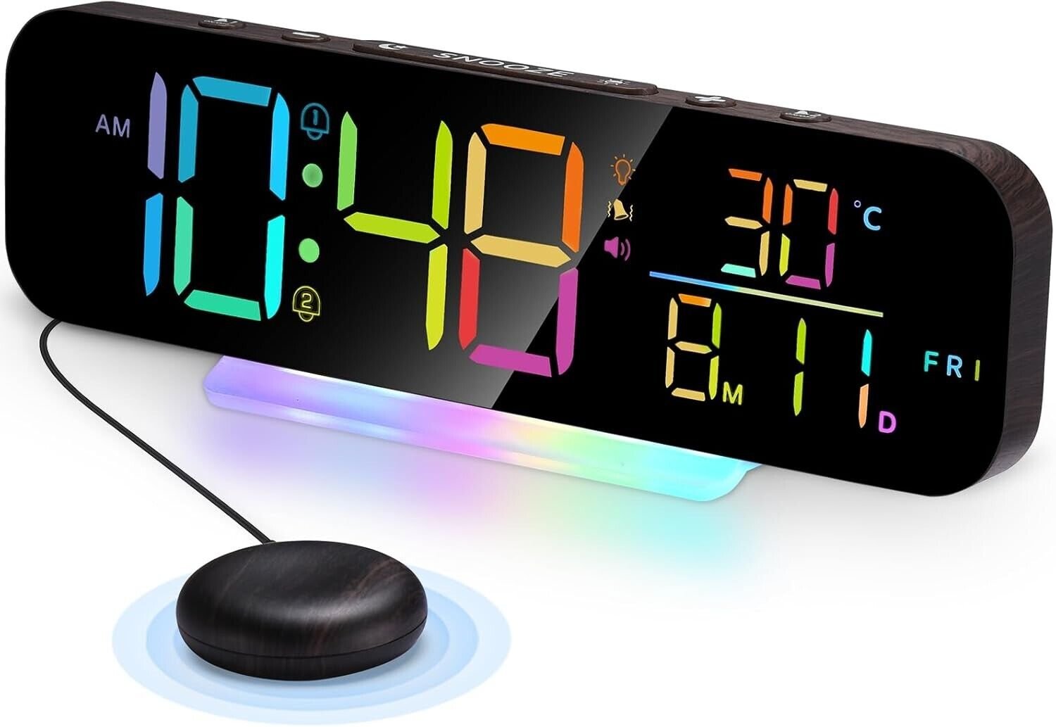 Super Loud Alarm Clock with Bed Shaker, Vibrating Alarm Clock for Heavy Sleepers