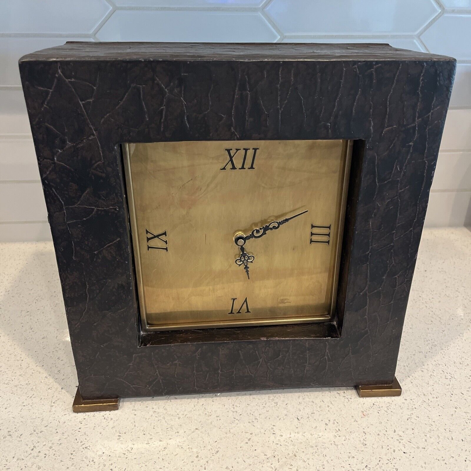 Uttermost Quartz Mantle And Table Shelf Clock Dark Brown & Metal 06704