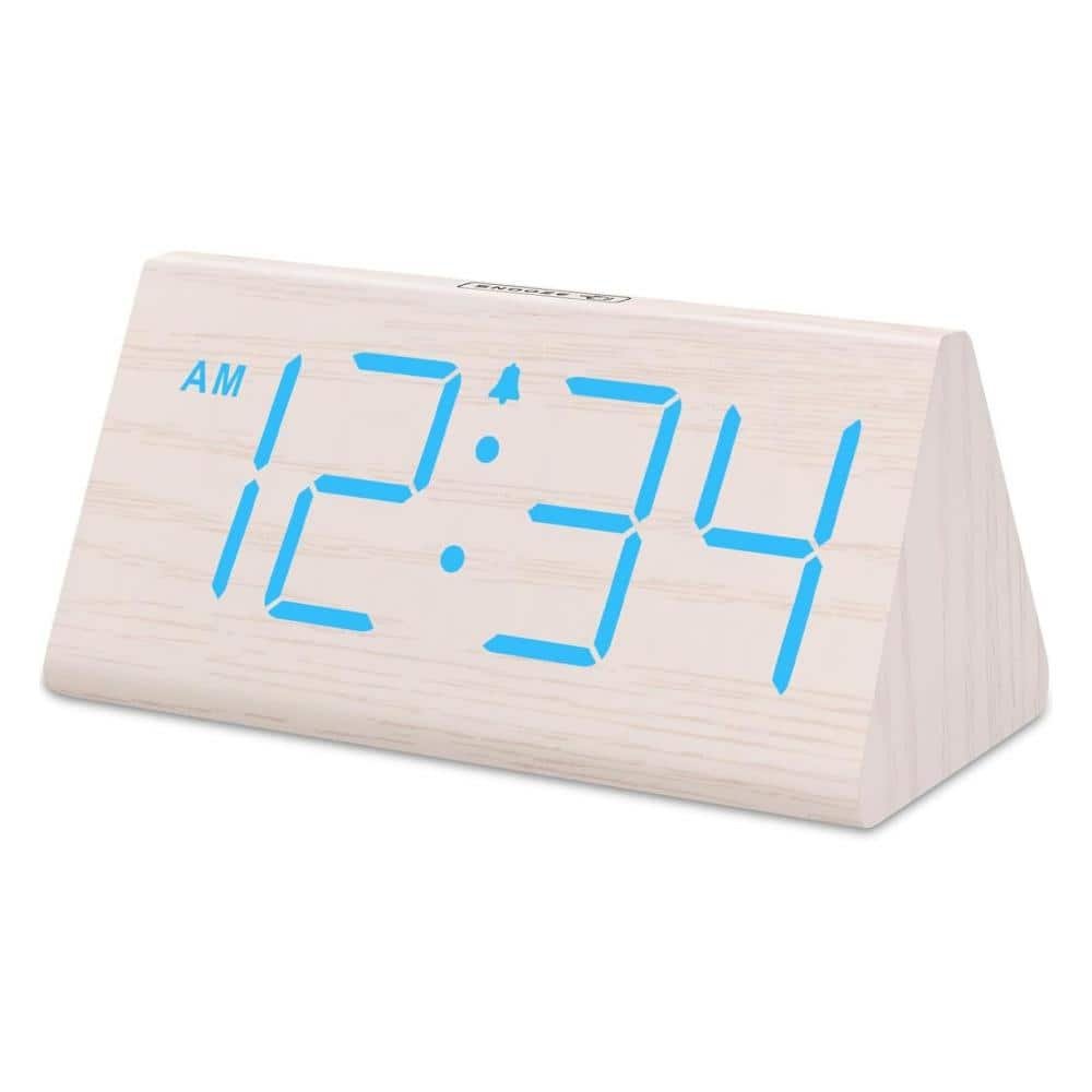 Wooden Digital Alarm Clocks with Large Numbers, Dimmer, Snooze and DST, 12/24H...