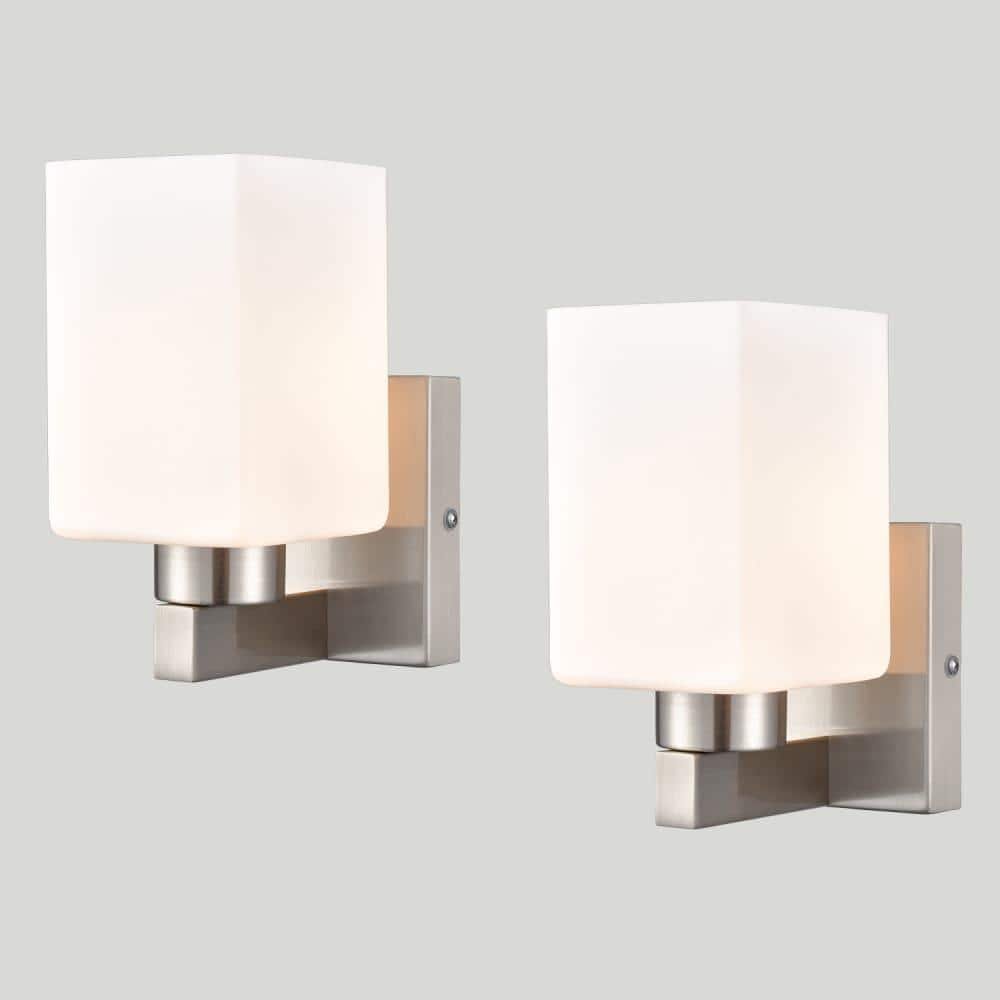 11.57 in. 1-Light Brushed Nickel Modern Wall Sconce with Standard Shade
