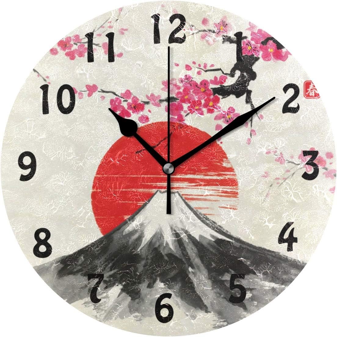 AUUXVA Wall Clock Silent Non Ticking Clock for Kitchen Living Room Bedroom Home Artwork Gift (Japanese Style)