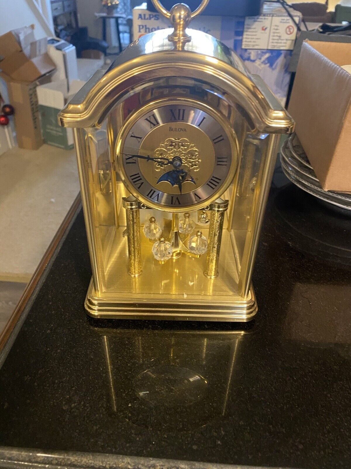 B8917 Tristan I Clock, Brass Finish By Bulova