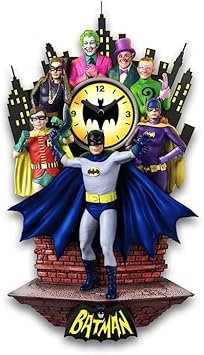 The Bradford Exchange Batman Wall Clock Featuring Sculpted Heroes and Villains Including Batman, Robin, The Joker and More