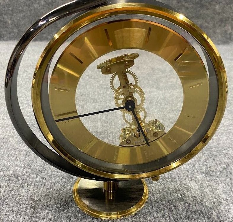 Bucherer Skeleton Mantlepiece SWISS Clock ULTRA RARE Brass Battery Operated