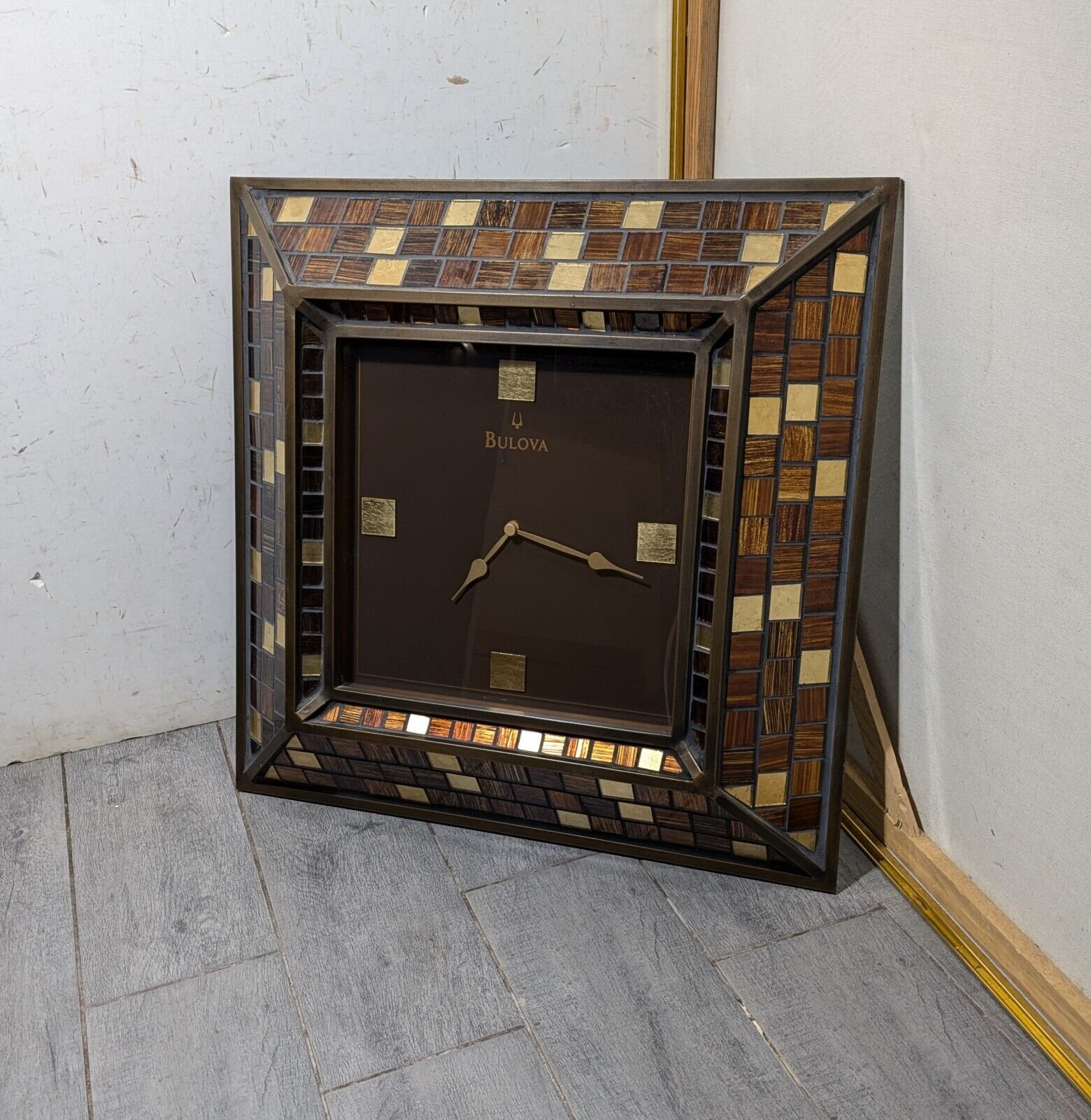 Bulova Alsace Wall Clock Copper/Gold/Bronze Metal & Glass Tile Mosaic C4105