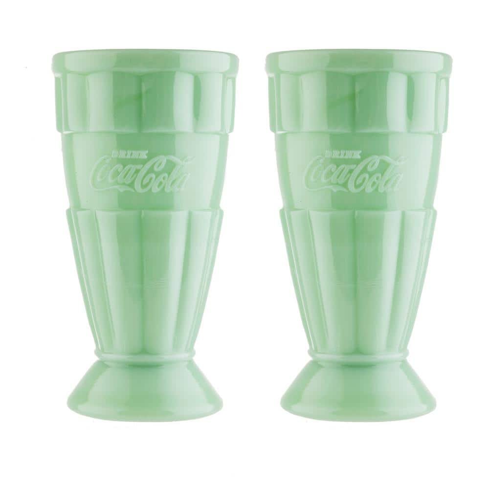Coca-Cola Jadeite Glass Collection 16-Ounce Malt Cups, Set of 2