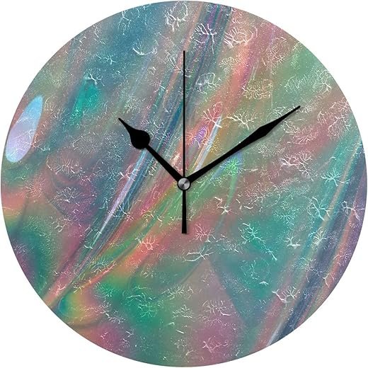Colorful Trend Laser Neon Fluid 10 Inch Round Office Clocks Wall Non Ticking Decorative for Living Room Kitchen School