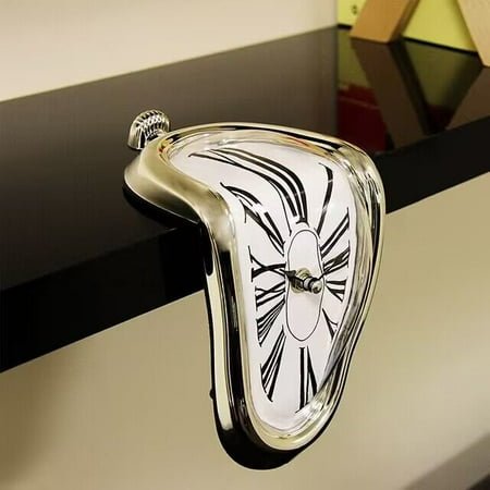 Creative Home Seat-Type Twisted Clock Melting Clock Table Corner Decorative Clock Roman Digital Clock Retro Wall Clock Space-Time Clock