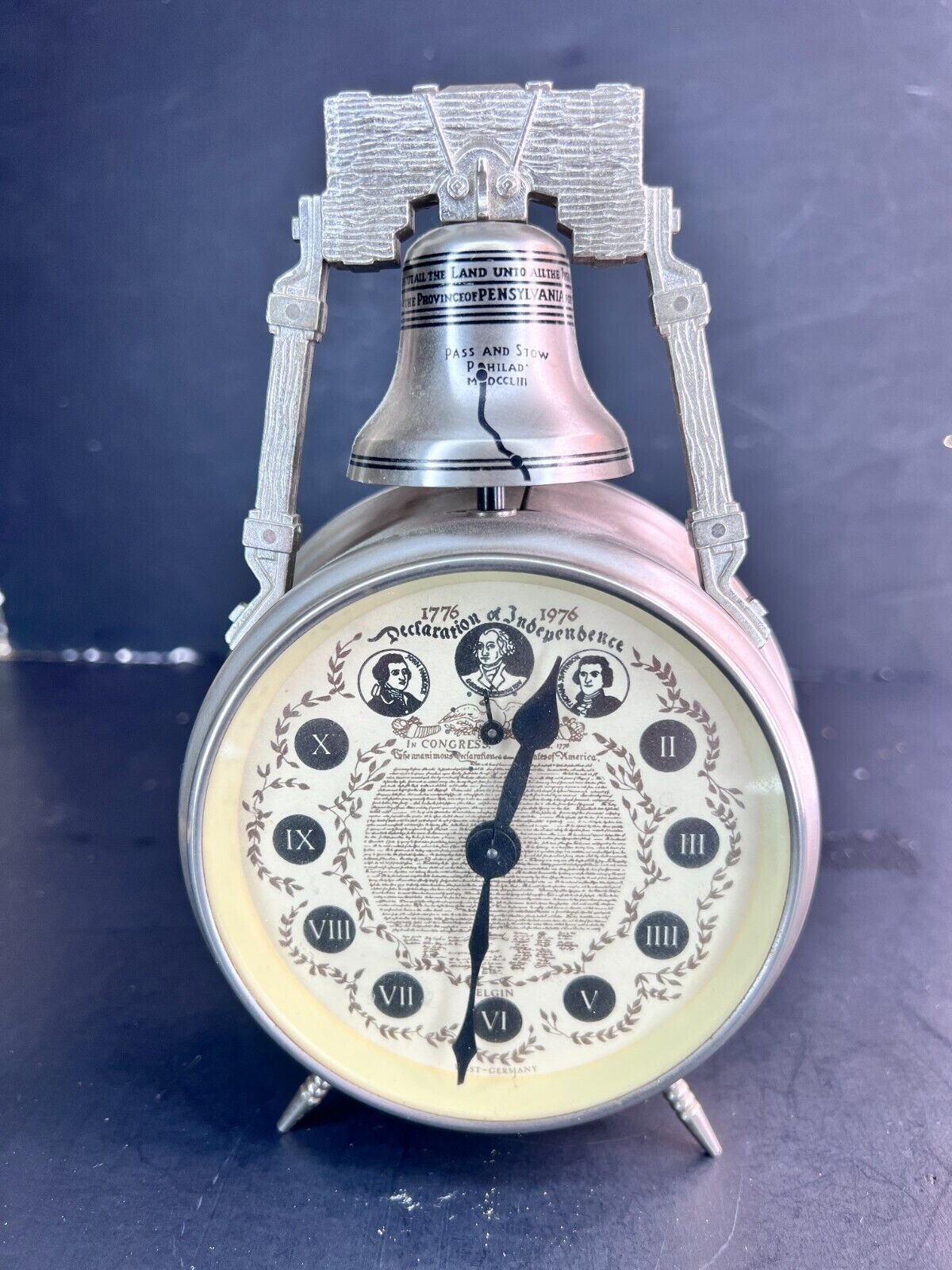 Elgin Commemorative Series Liberty Bell Alarm Clock 1976 Vintage Bicentennial
