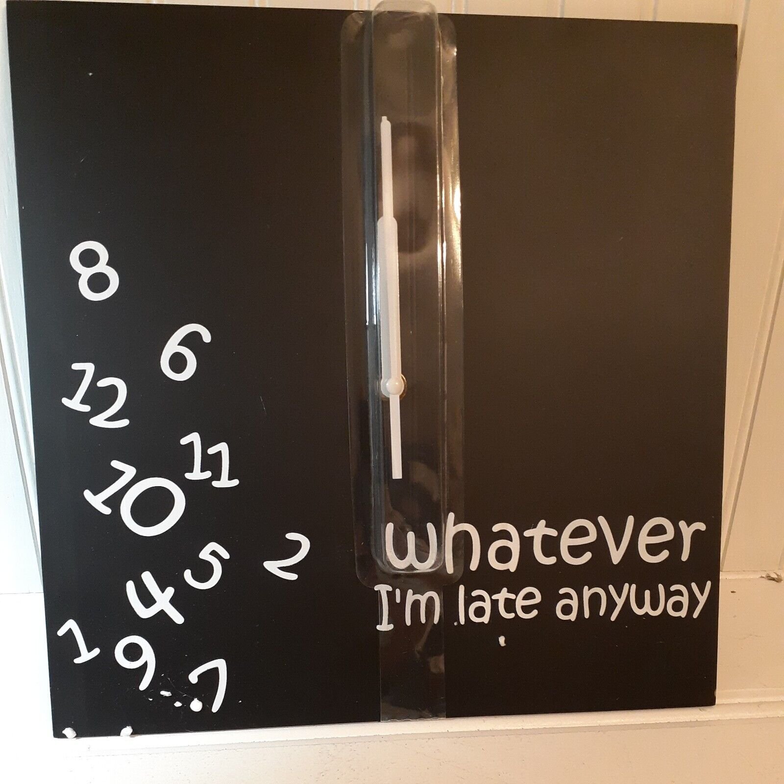 Funky, Fun Wall Clock "Whatever I'm Late Anyway" By Arad New