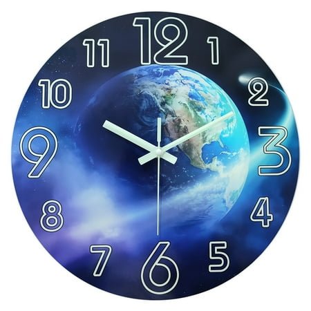 Glow in the Dark Clock Wall Clock Silent Non-Ticking Wall Clocks Battery-Operated 12 Inch Analog Wall Clock for Bedroom Decor