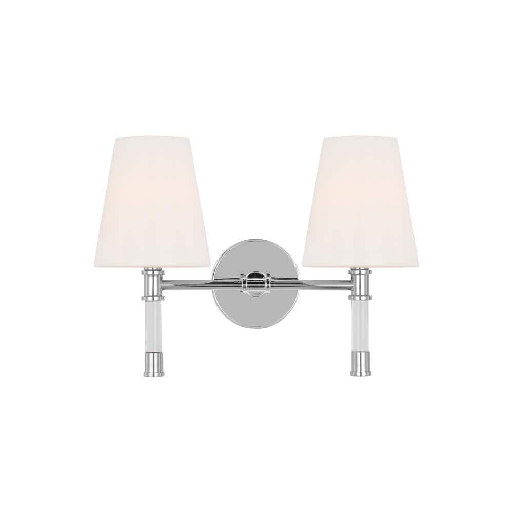 Hanover 15 in. W x 11 in. H 2-Light Polished Nickel Dimmable...