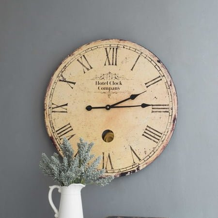 Llinc Store 23 x 23 Antique Farmhouse Wall Clock Frameless Decorative Clock for Living Room Kitchen Home Office