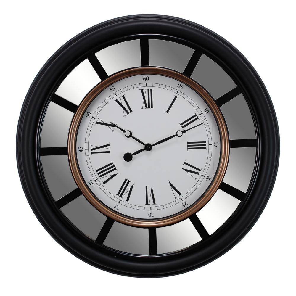 Milan Oversized 22 in. Wall Clock with Mirror Accent 2-1/2 in. D...