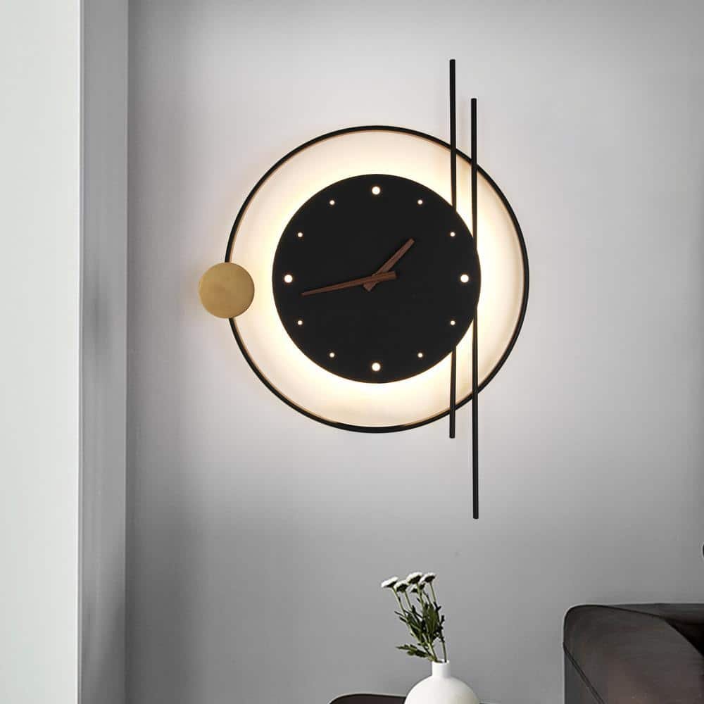 Modern 16 in. Stylish 1-Light Black Brown Decorative Silent Wall Sconce with...