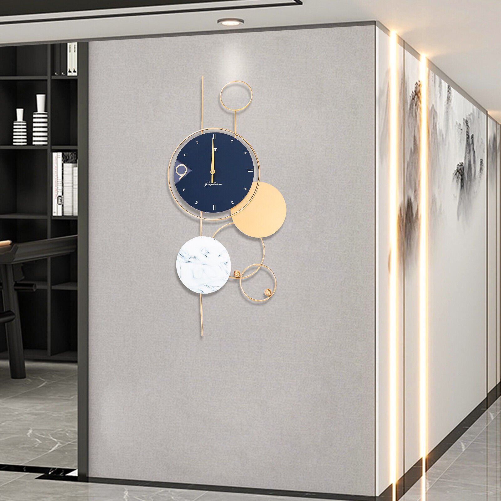 Modern Stylish Wall Clock Built-in Sweeping Seconds Movement Silent Living Room