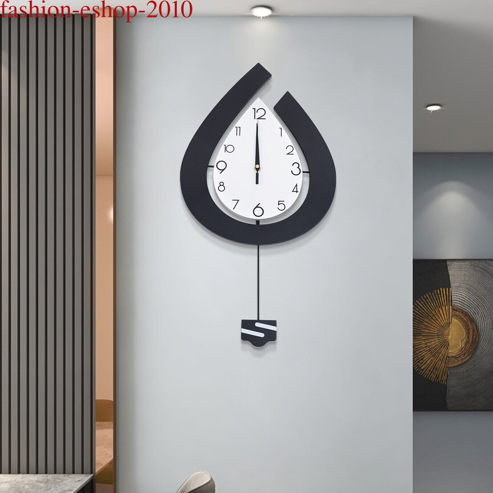 Modern Teardrop Shape Wall Clock Stylish Pendulum Clock Wall-Mounted Decoration