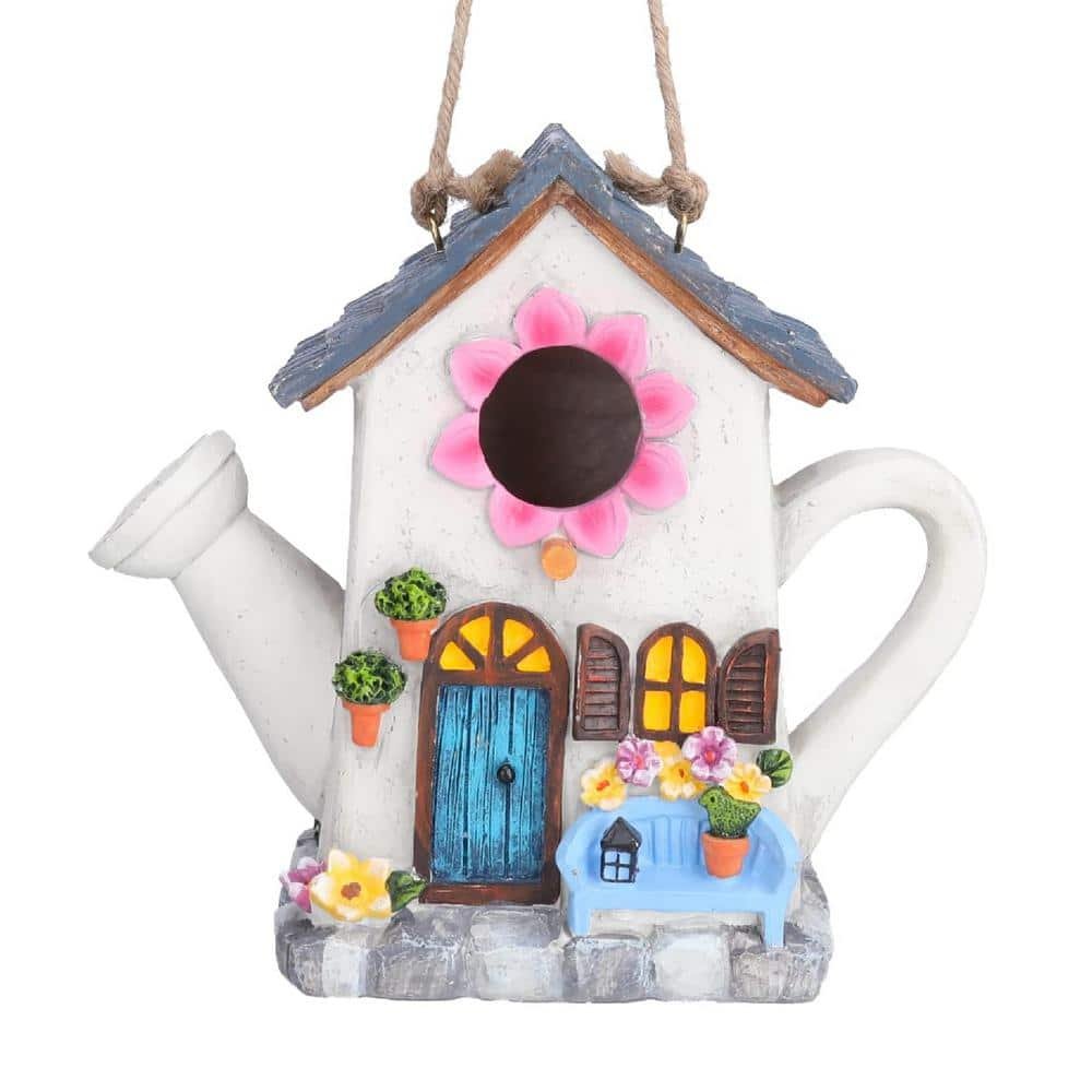 Multi-Colored Resin Watering Can Bird House Hanging Bird House for Outside, Wild...