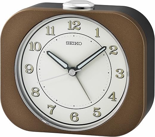 Seiko Kyoda Bedroom Alarm Clock, Metallic Brown